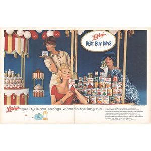 1960 Libby's Canned Food 2 Page Vintage Print Ad Carousel Store Display Wall Art